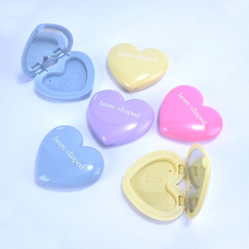recipiente de blush cosmético vazio, creme labial em formato de coração com espelho (5)